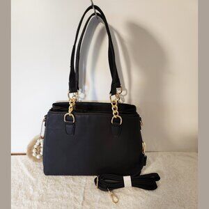 NWT BLACK VEGAN SHOULDER/CROSSBODY HANDBAG